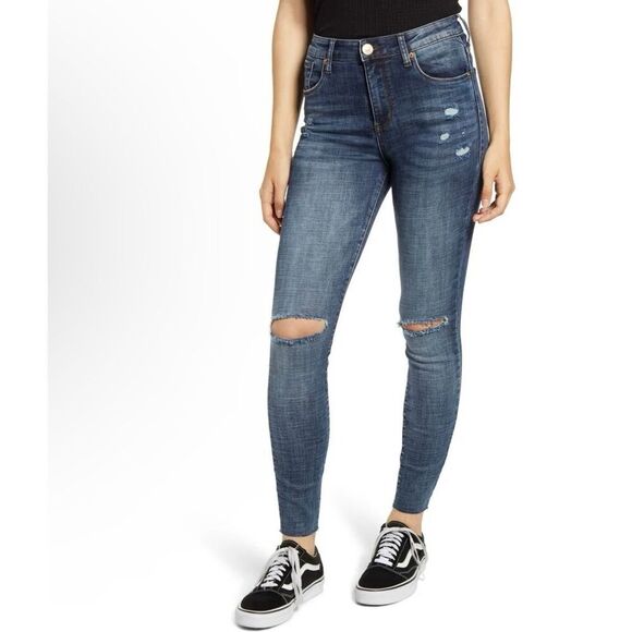STS Harper Blue Distressed High Rise Skinny Jeans Size 24 - Picture 1 of 5